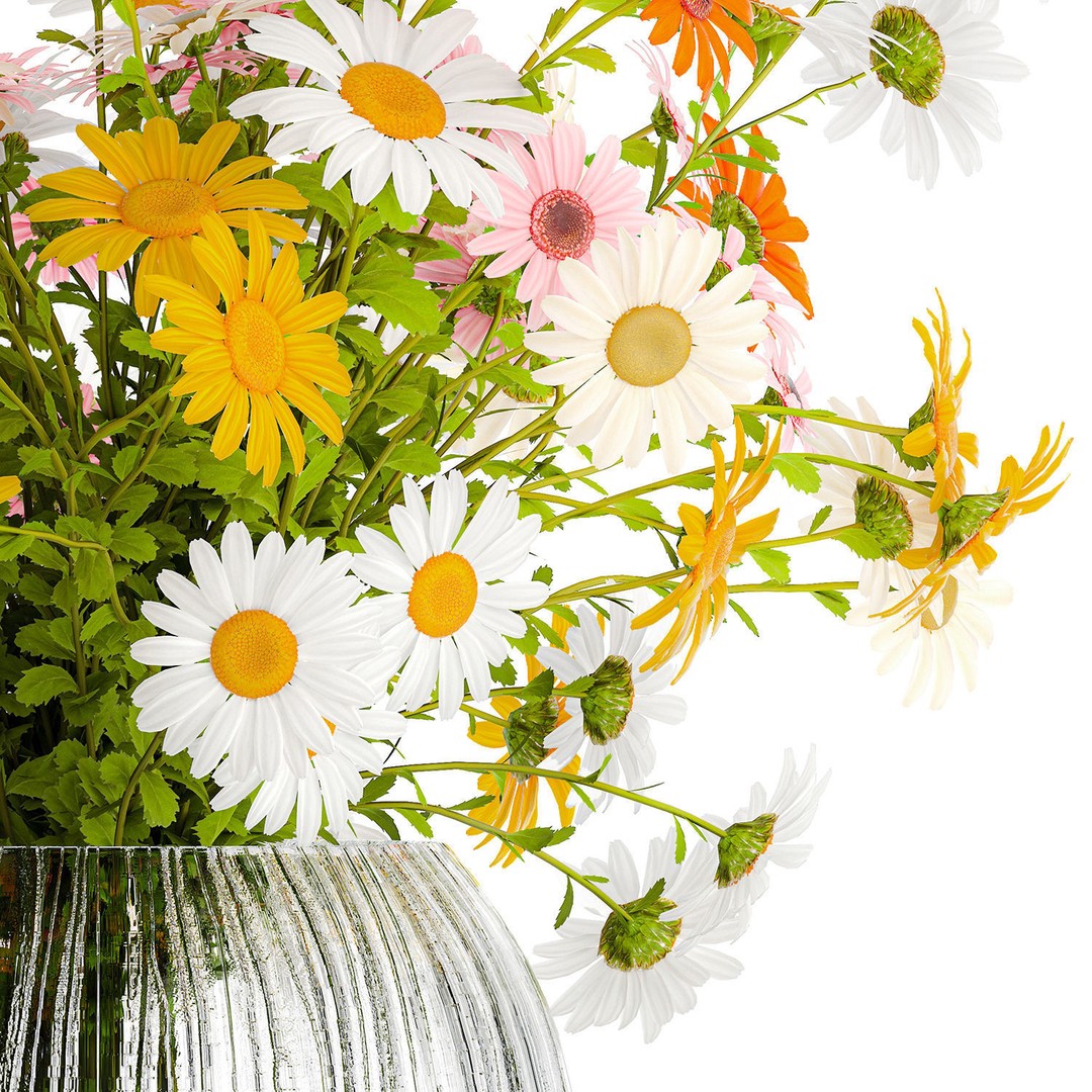 Bouquet of Wildflowers 3D Model – Modern Vase Decor, FBX, PBR - View 9
