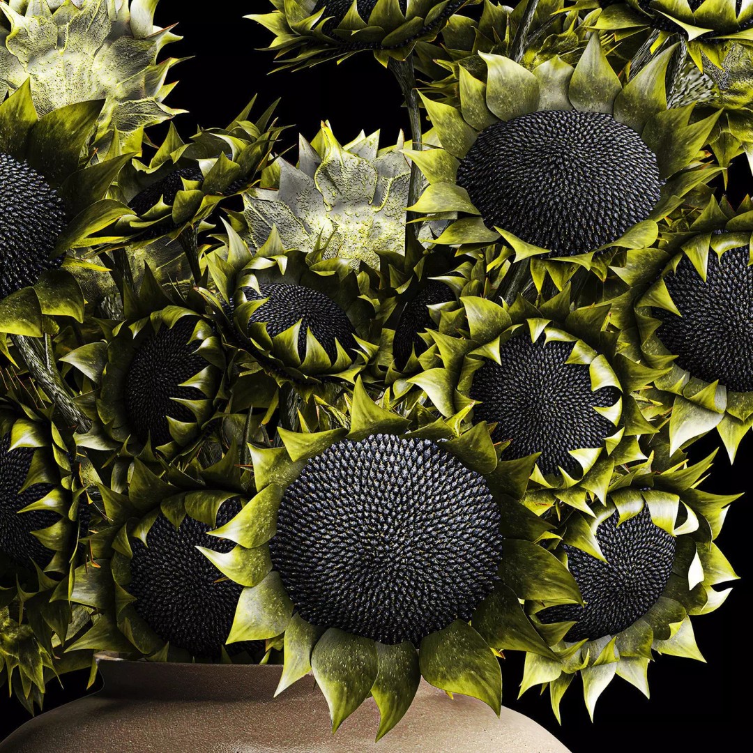 Realistic Sunflower Bouquet 3D Model – Modern Ceramic Vase, FBX - View 15