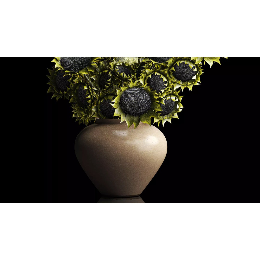 Realistic Sunflower Bouquet 3D Model – Modern Ceramic Vase, FBX - View 5