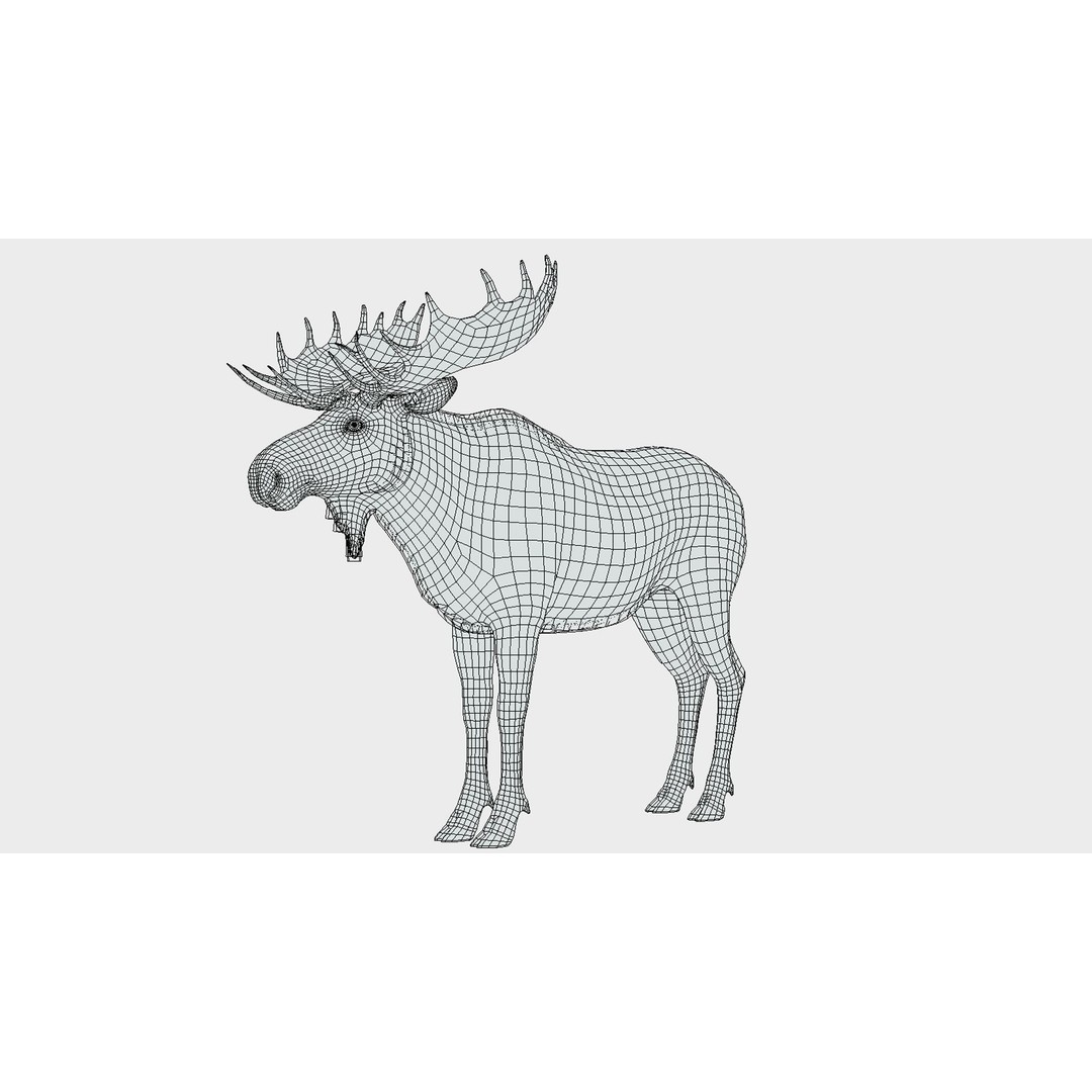 Moose Bull 3D Model – Low Poly Rigged Game Asset, FBX/OBJ