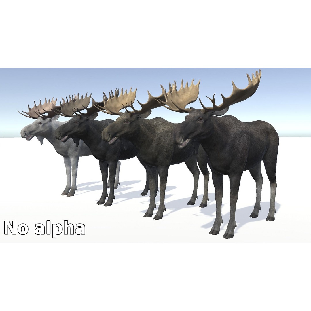 Moose Bull 3D Model – Low Poly Rigged Game Asset, FBX/OBJ - View 14
