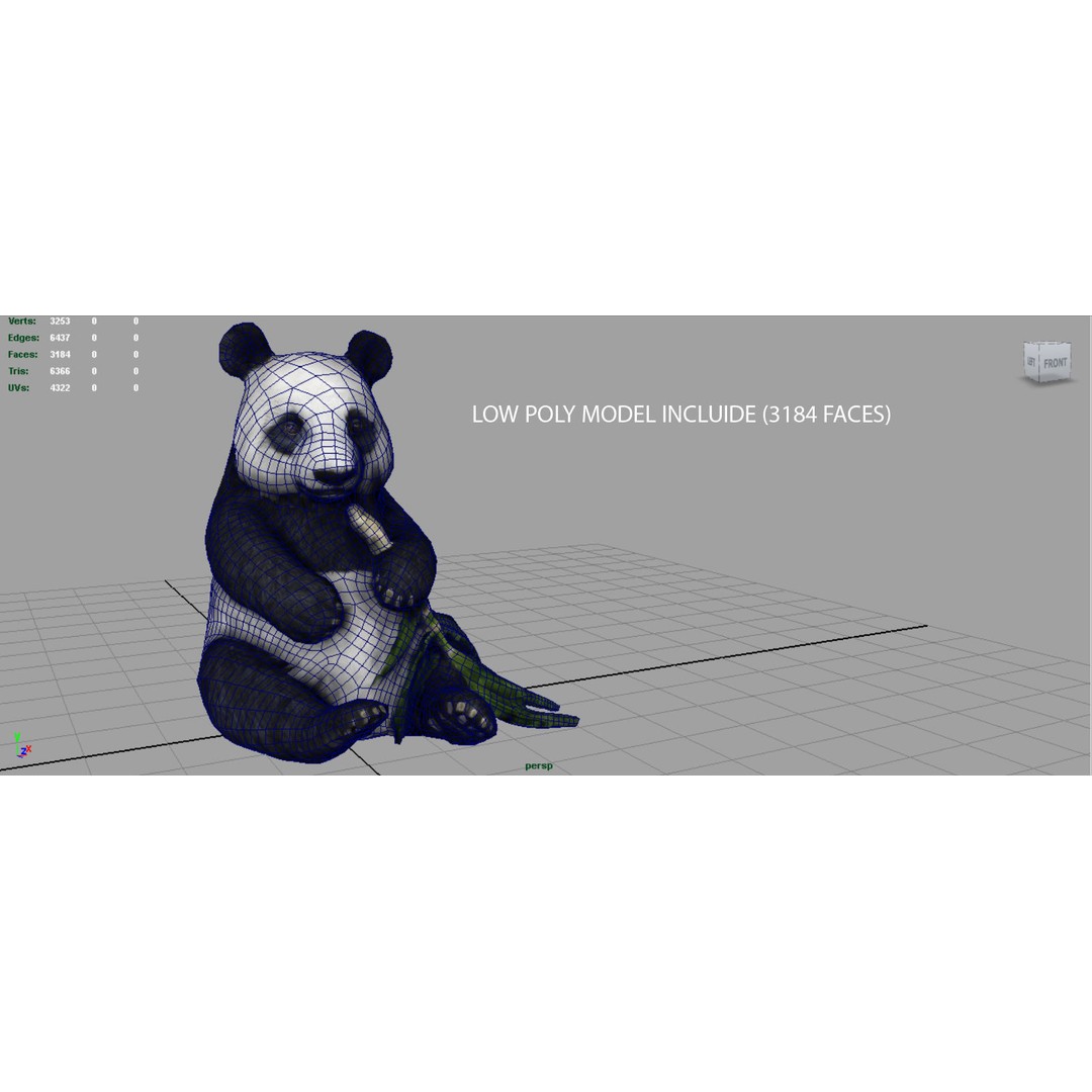 Panda Bear 3D Model – Low Poly Game Asset, FBX, OBJ, PBR Textures - View 11
