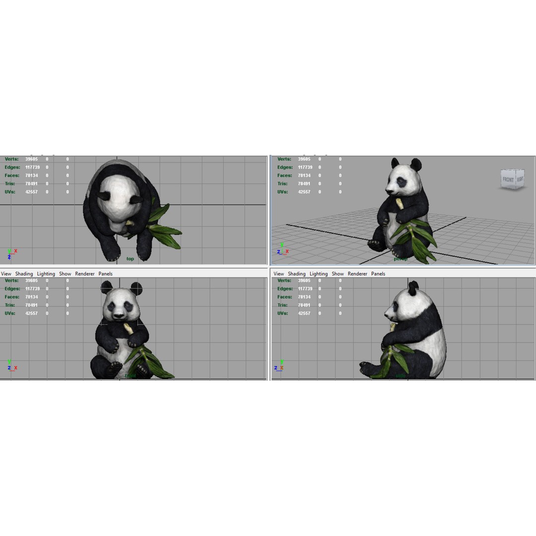 Panda Bear 3D Model – Low Poly Game Asset, FBX, OBJ, PBR Textures - View 13