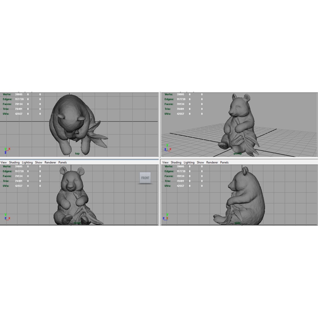 Panda Bear 3D Model – Low Poly Game Asset, FBX, OBJ, PBR Textures - View 15