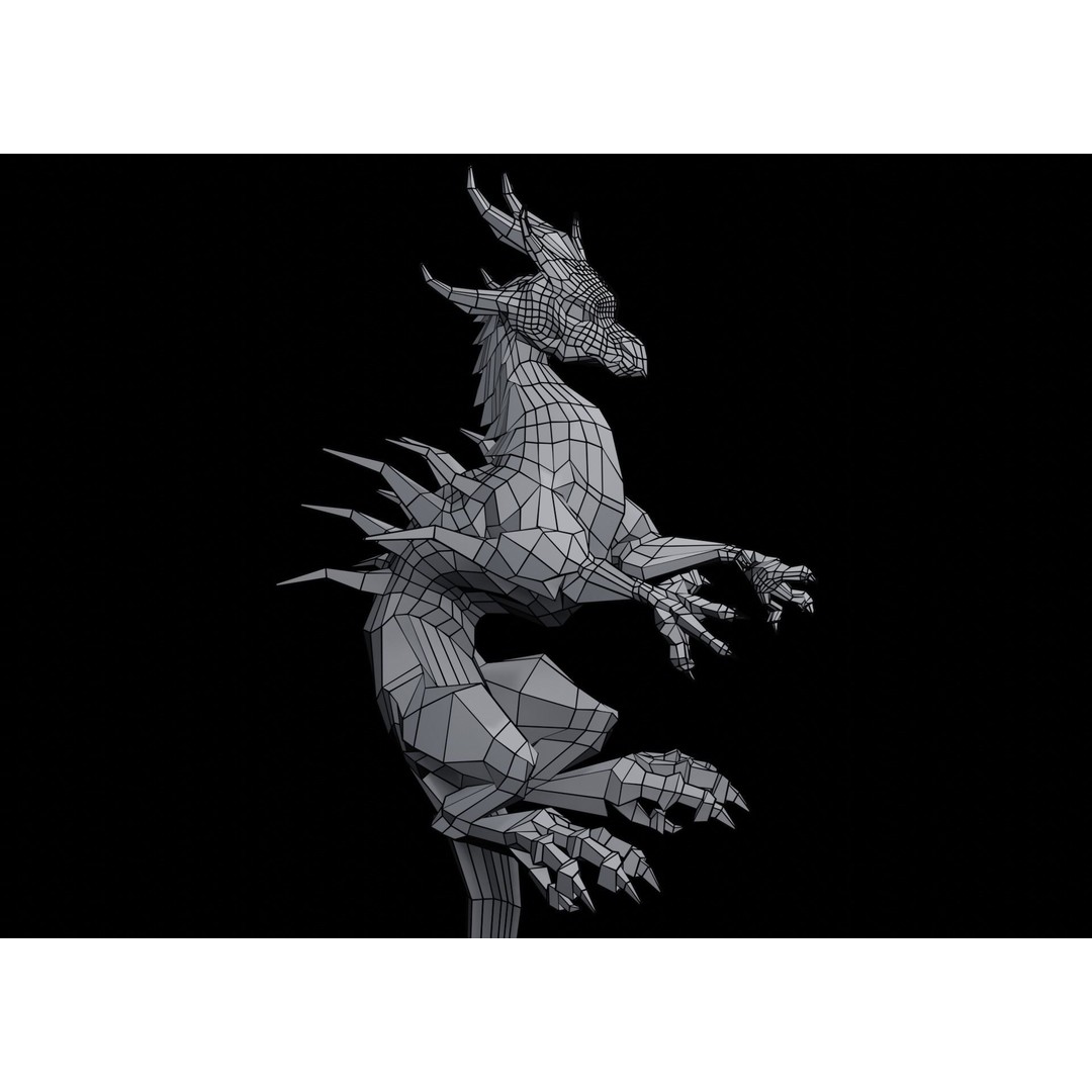 Lowpoly Sea Dragon 3D Model – Rigged Low-Poly Creature, FBX, OBJ