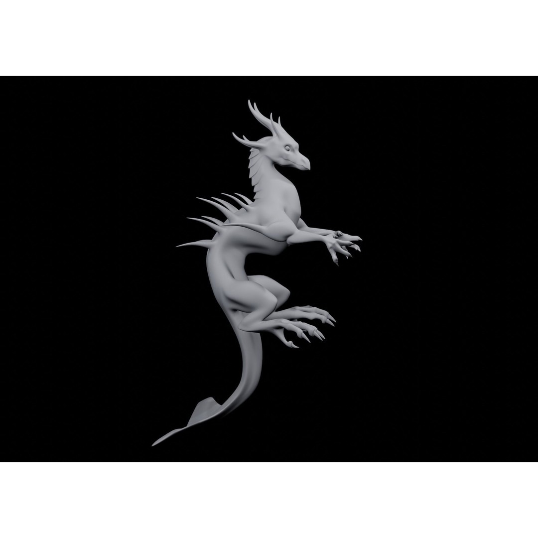 Lowpoly Sea Dragon 3D Model – Rigged Low-Poly Creature, FBX, OBJ - View 3