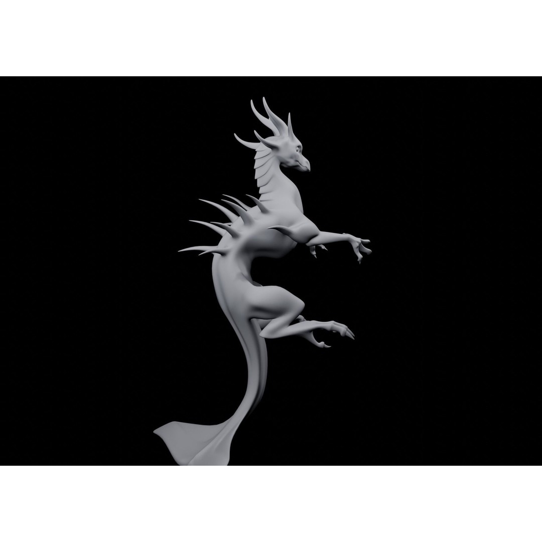 Lowpoly Sea Dragon 3D Model – Rigged Low-Poly Creature, FBX, OBJ - View 4