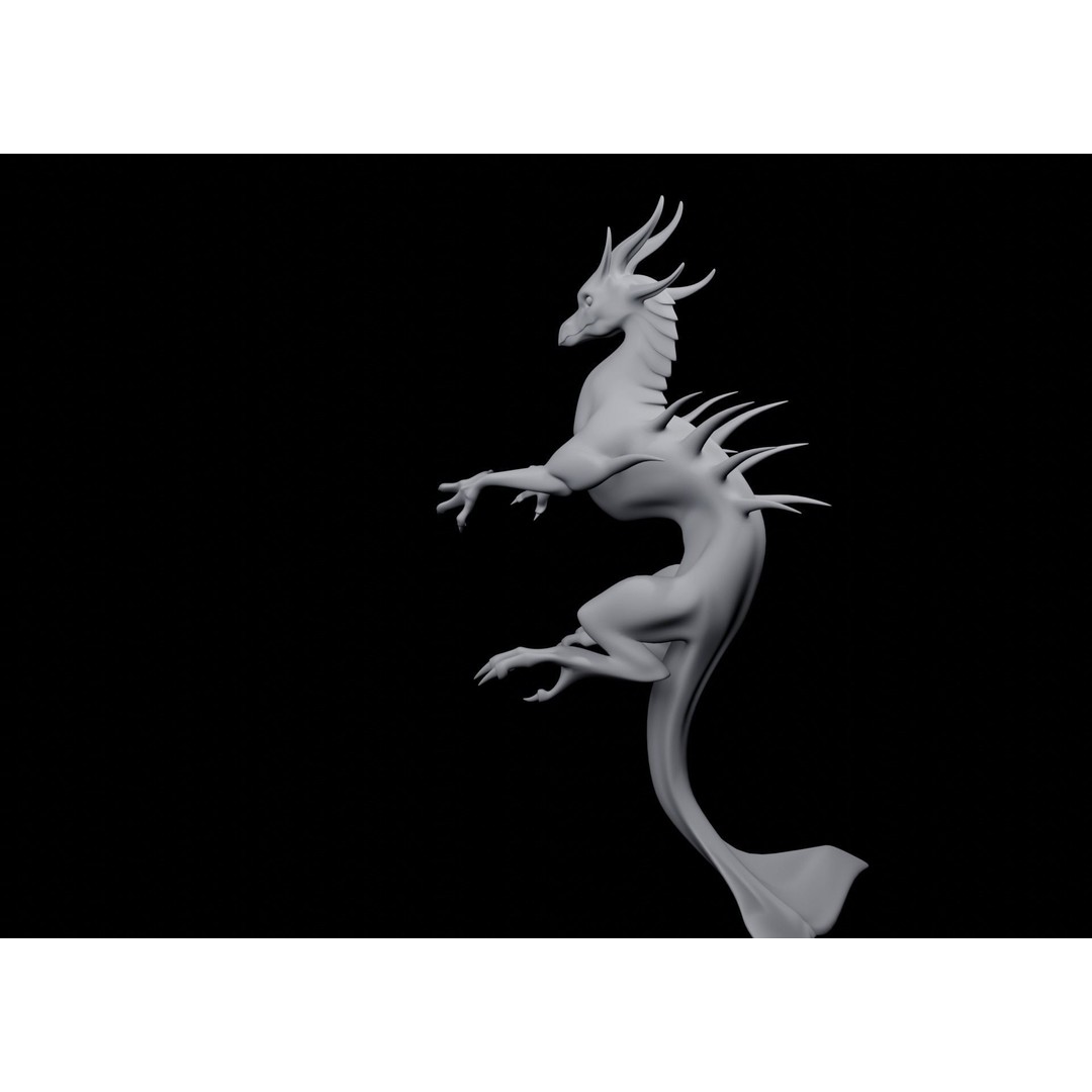 Lowpoly Sea Dragon 3D Model – Rigged Low-Poly Creature, FBX, OBJ - View 7