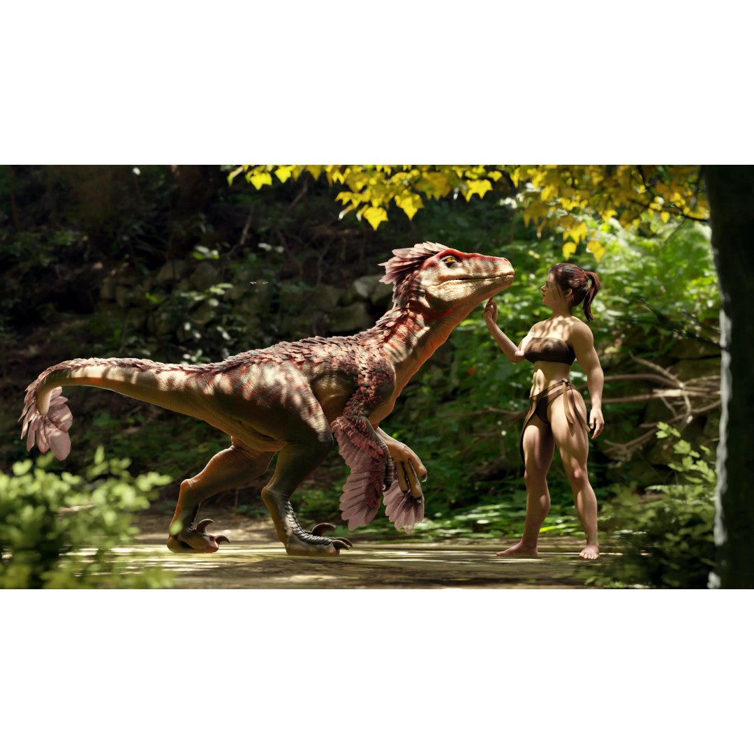 Feathered Raptor 3D Model – Rigged Low Poly Dinosaur for Games, FBX - View 3