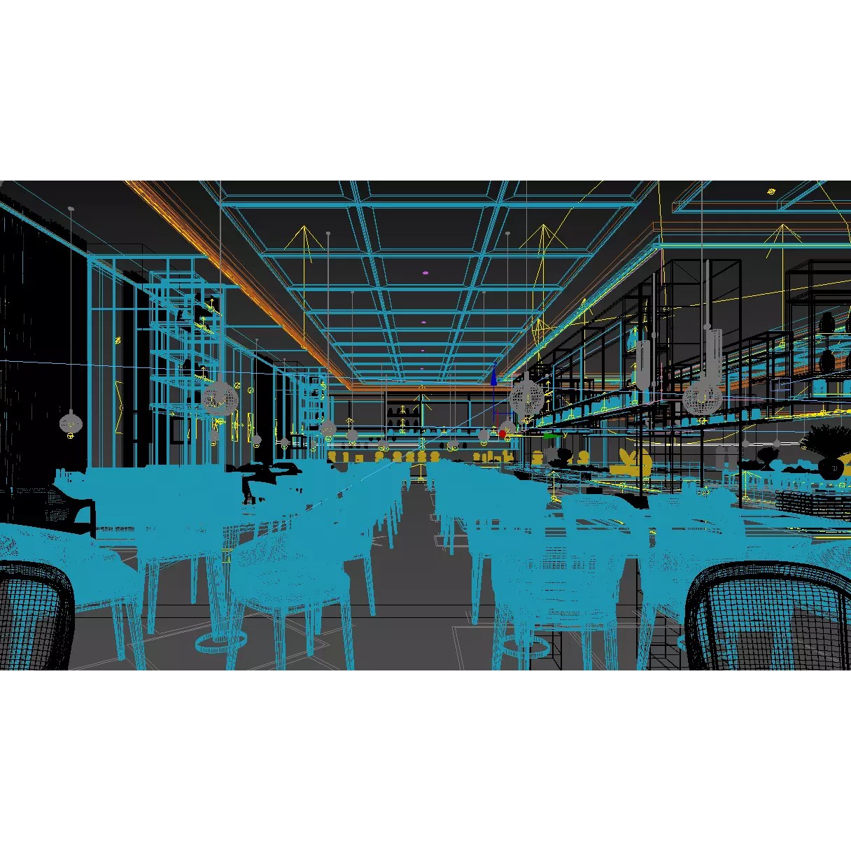 Restaurant Interior Design - Game-Ready 3D Model - View 10