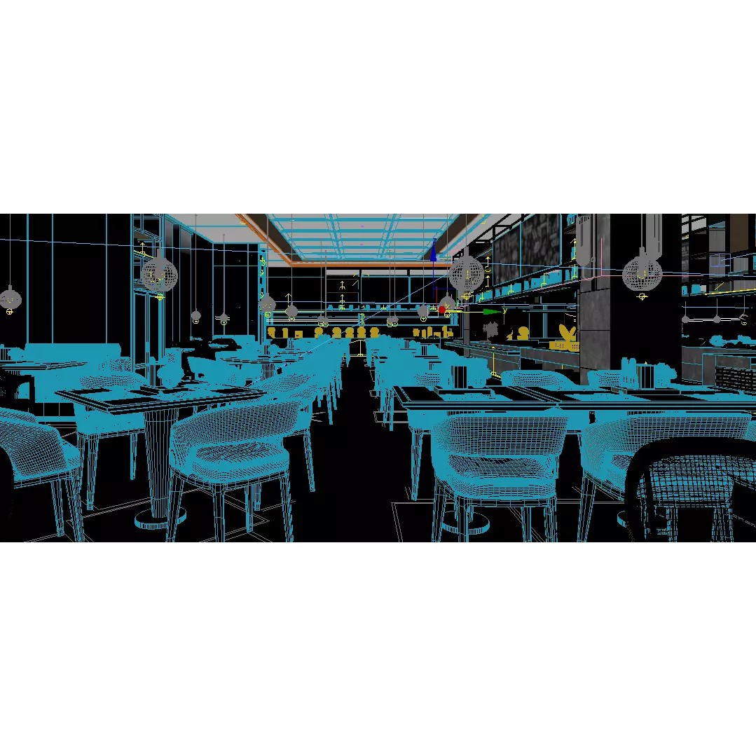 Restaurant Interior Design - Game-Ready 3D Model - View 12