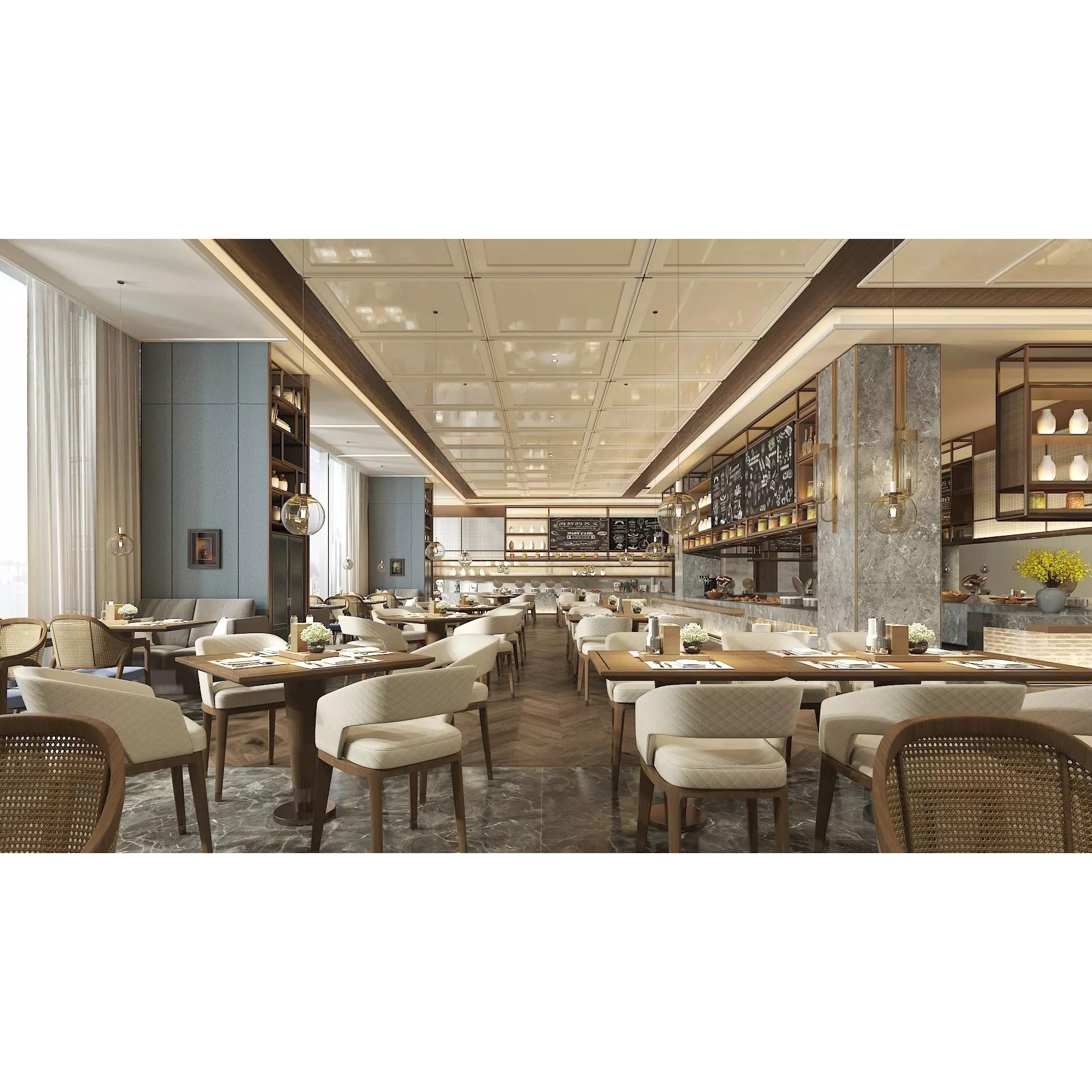 Restaurant Interior Design - Game-Ready 3D Model - View 2
