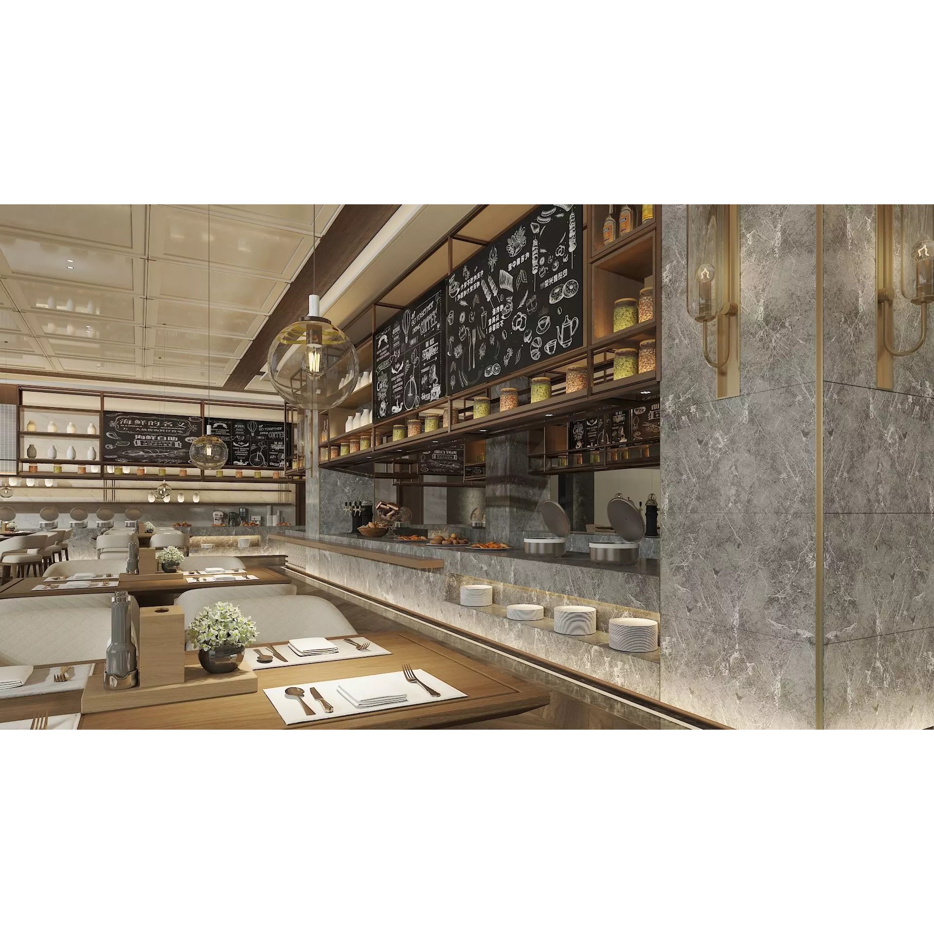 Restaurant Interior Design - Game-Ready 3D Model - View 4