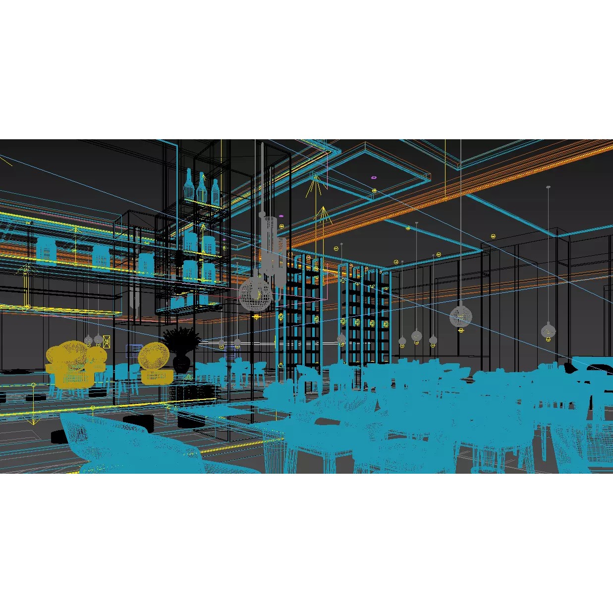 Restaurant Interior Design - Game-Ready 3D Model - View 7