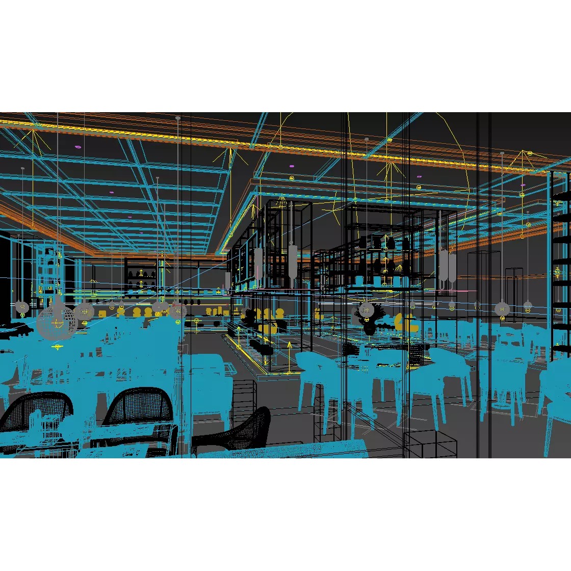 Restaurant Interior Design - Game-Ready 3D Model - View 8