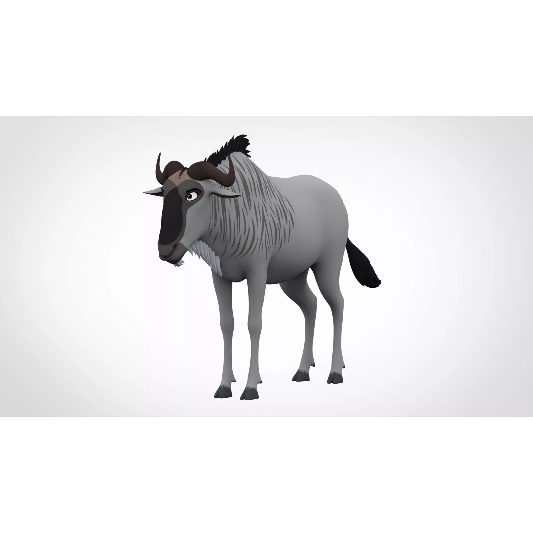 Blue Wildebeest 3D Model – PBR Rigged Animal Character for Animation - View 2