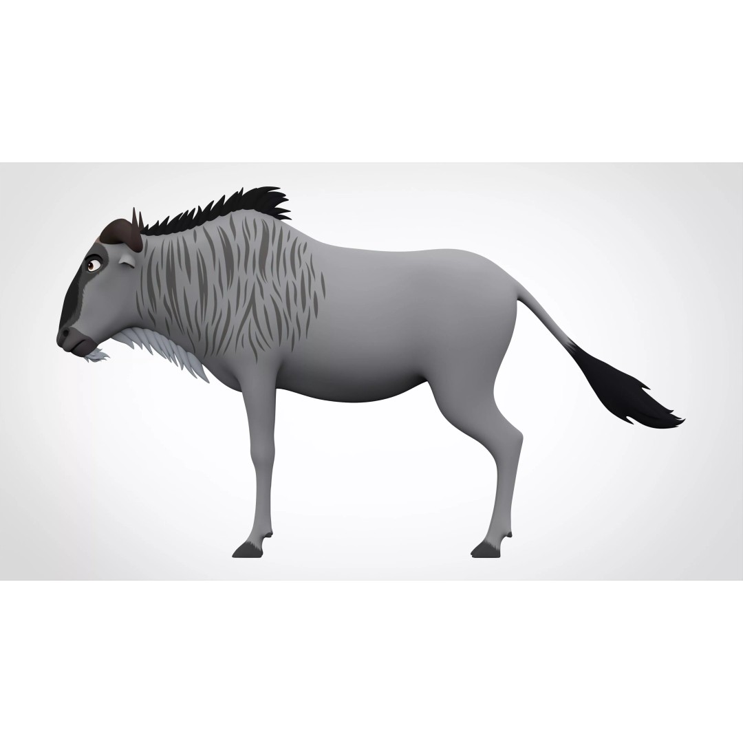 Blue Wildebeest 3D Model – PBR Rigged Animal Character for Animation - View 4