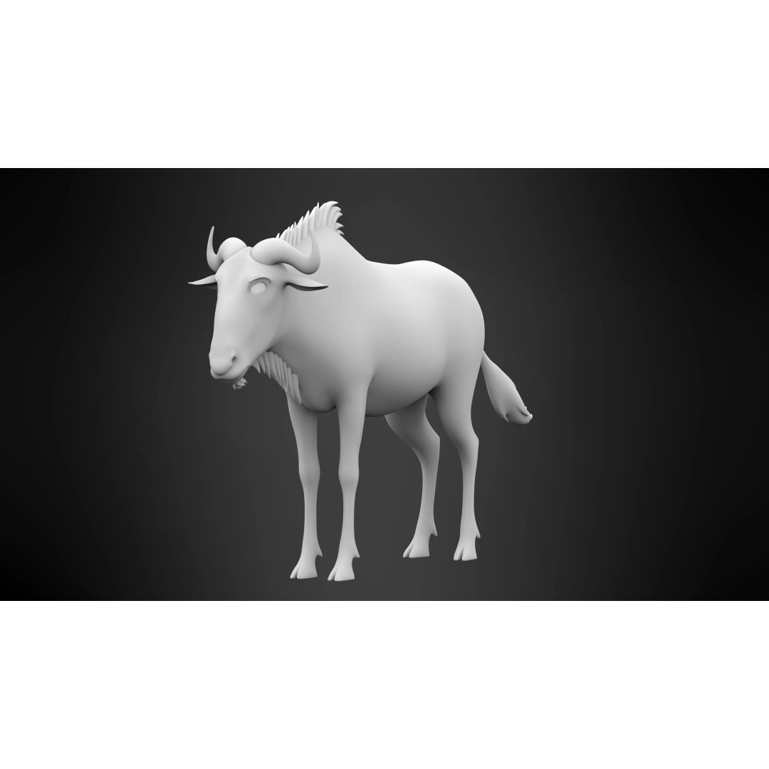 Blue Wildebeest 3D Model – PBR Rigged Animal Character for Animation - View 7