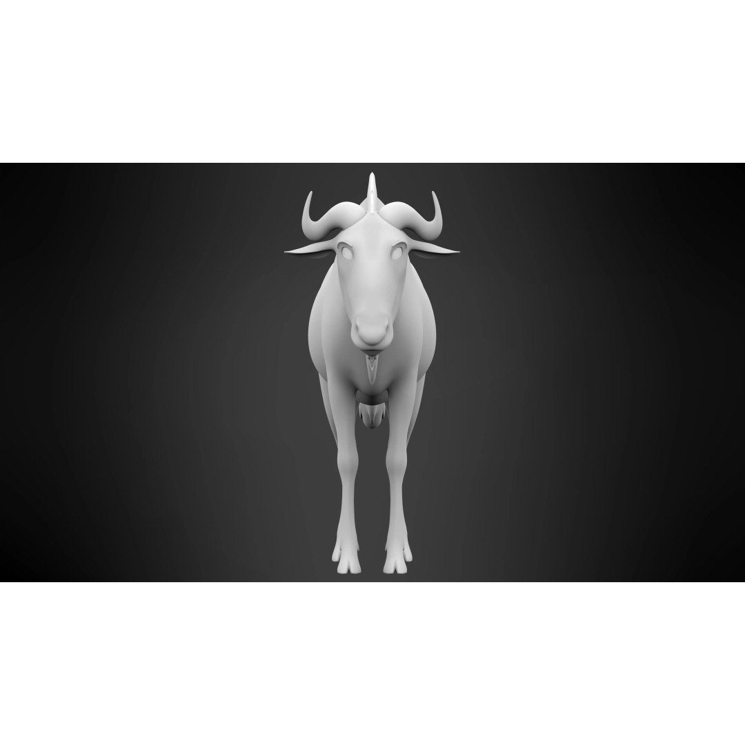 Blue Wildebeest 3D Model – PBR Rigged Animal Character for Animation - View 8