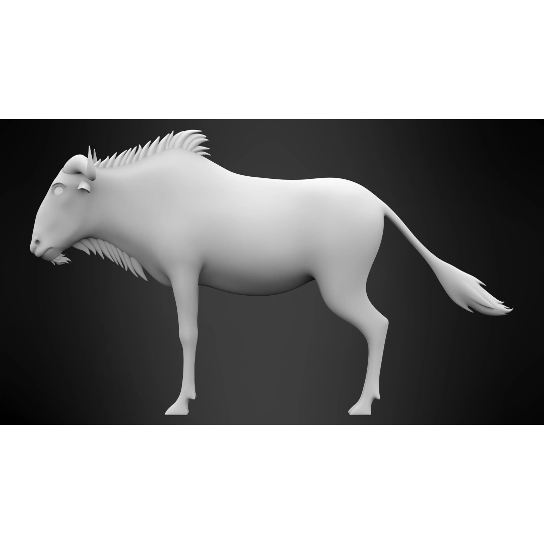 Blue Wildebeest 3D Model – PBR Rigged Animal Character for Animation - View 9