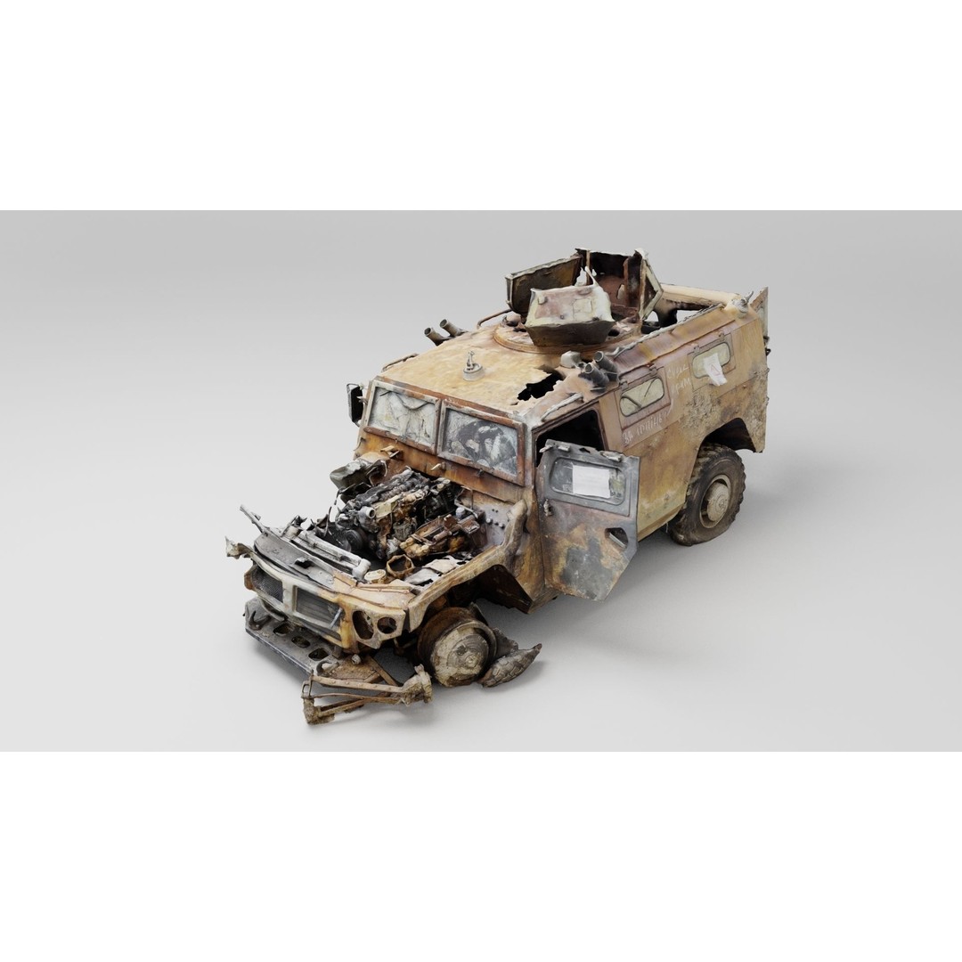 Tigr 3D Model – Destroyed Infantry Mobility Vehicle, FBX - View 3