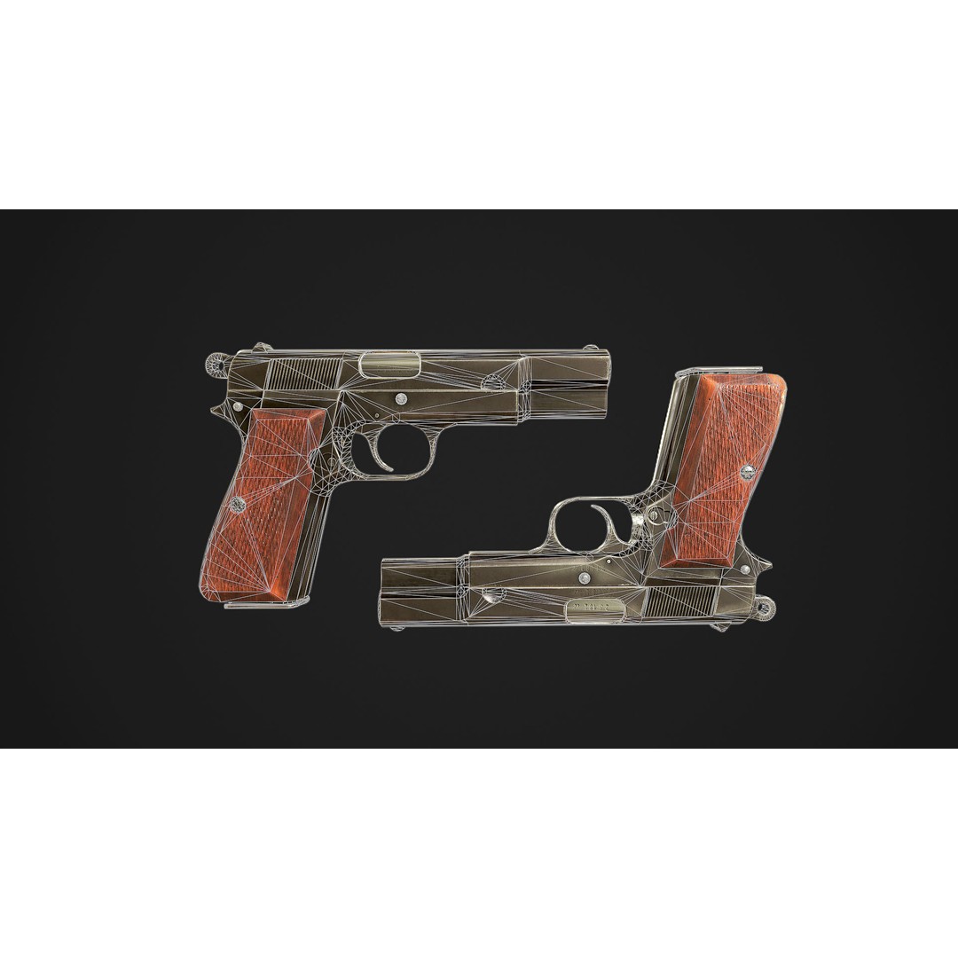 Browning High Power P-35 3D Model – Low Poly Game Ready Asset, FBX