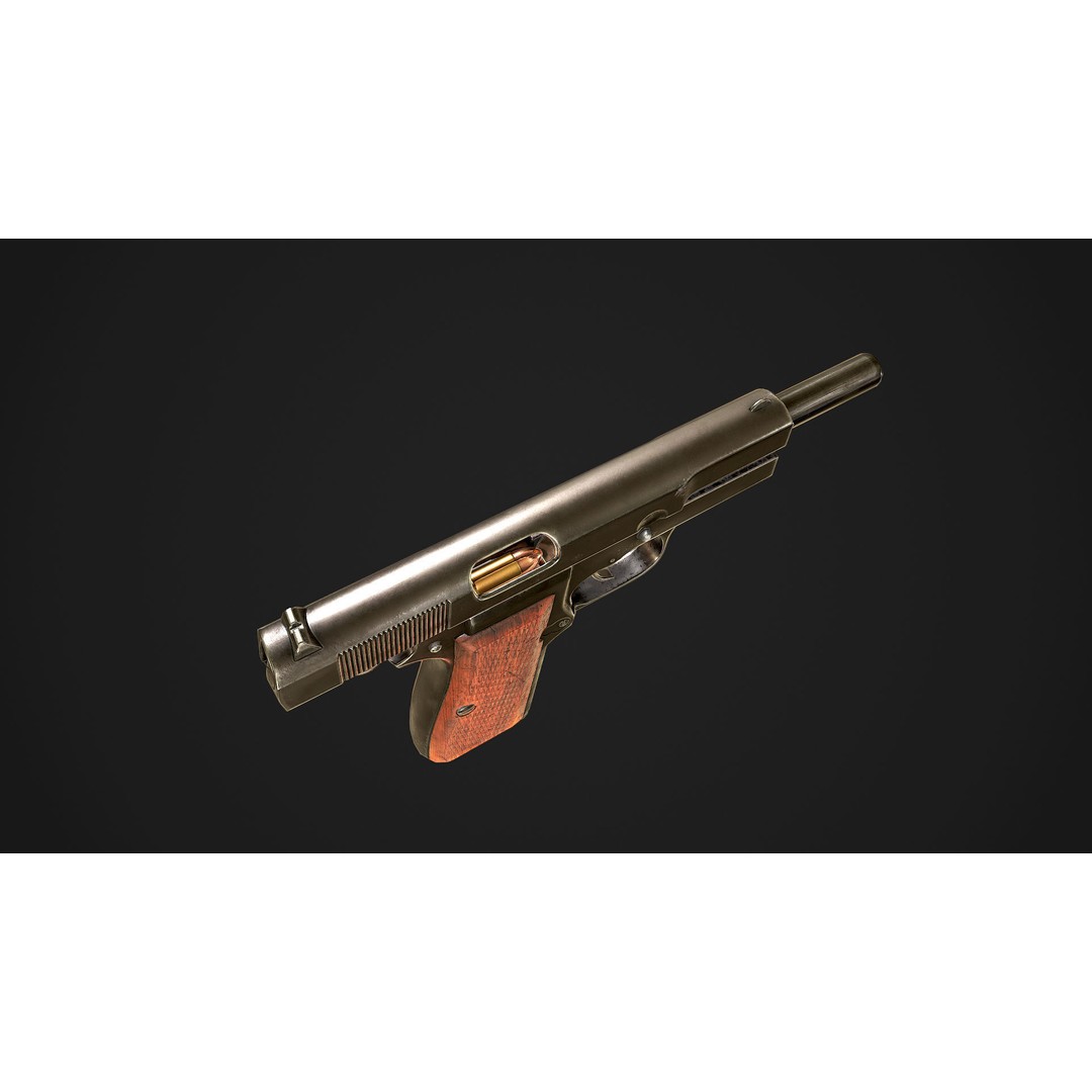 Browning High Power P-35 3D Model – Low Poly Game Ready Asset, FBX - View 10