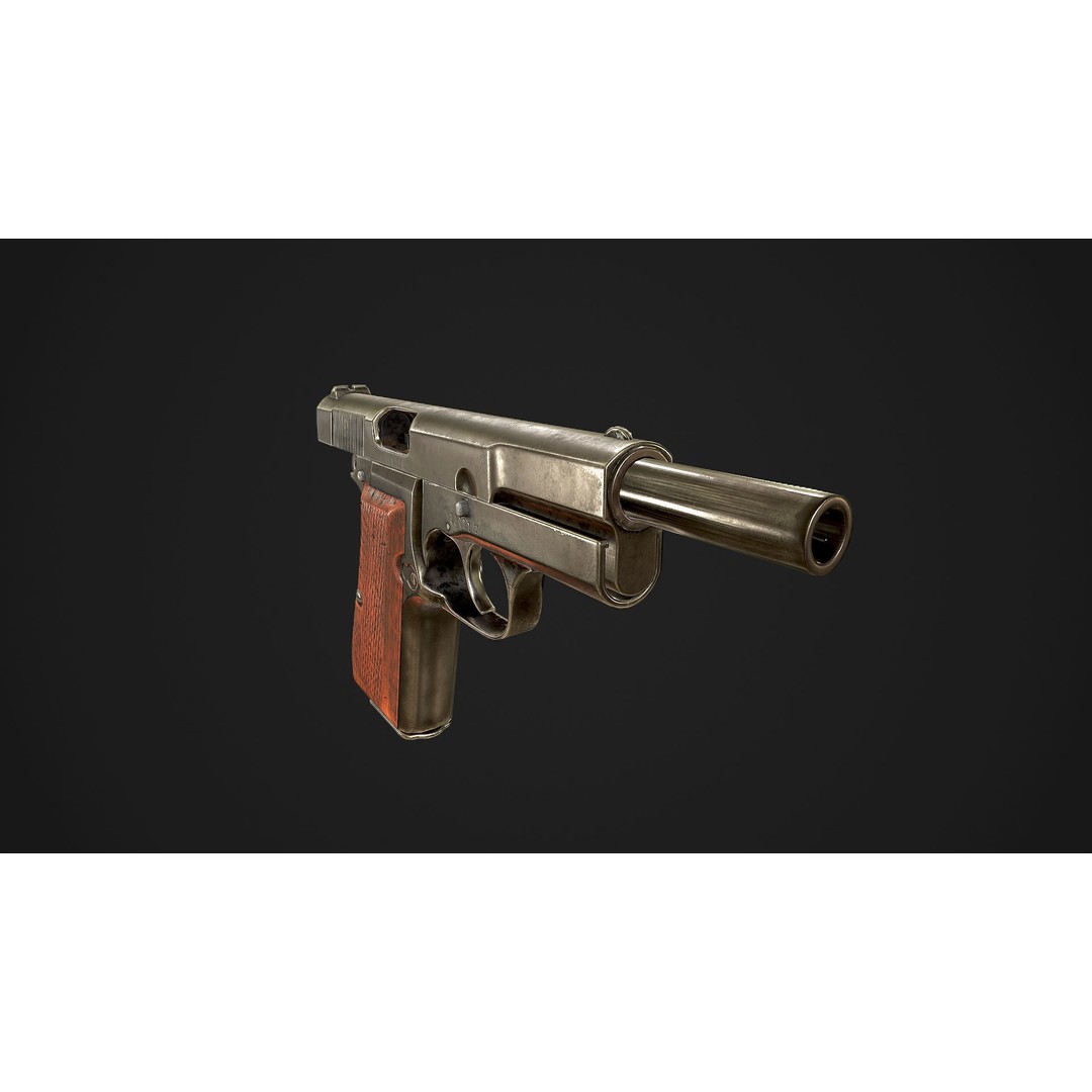Browning High Power P-35 3D Model – Low Poly Game Ready Asset, FBX - View 11