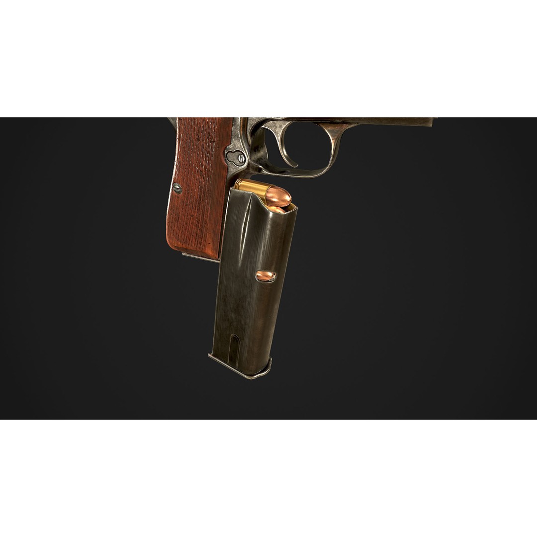 Browning High Power P-35 3D Model – Low Poly Game Ready Asset, FBX - View 13
