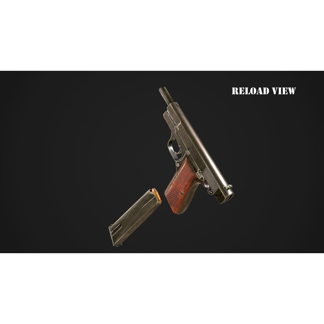 Browning High Power P-35 3D Model – Low Poly Game Ready Asset, FBX - View 14
