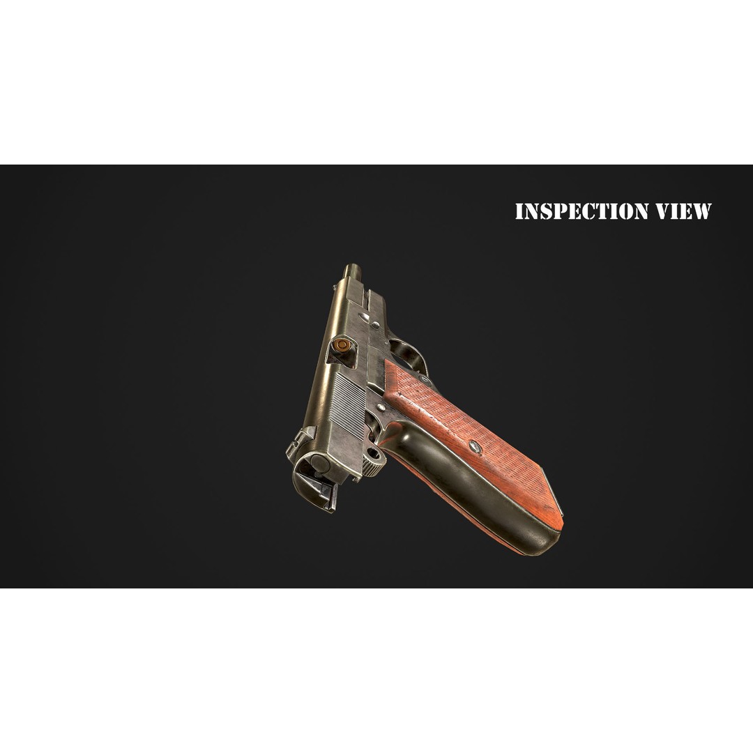 Browning High Power P-35 3D Model – Low Poly Game Ready Asset, FBX - View 15
