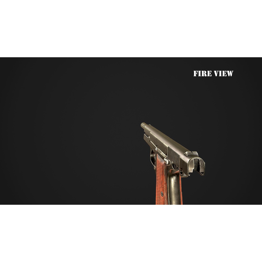 Browning High Power P-35 3D Model – Low Poly Game Ready Asset, FBX - View 17