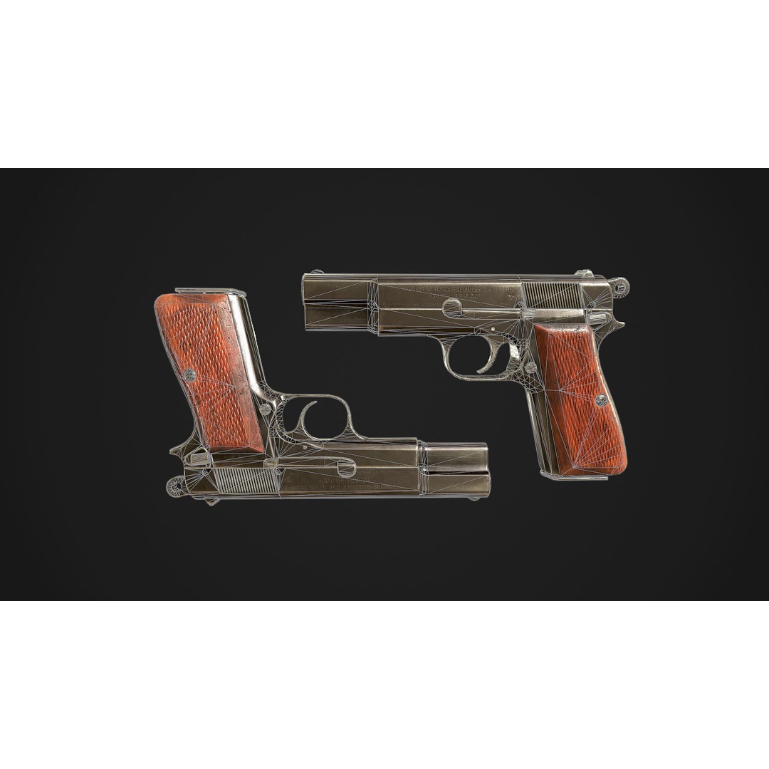 Browning High Power P-35 3D Model – Low Poly Game Ready Asset, FBX - View 19
