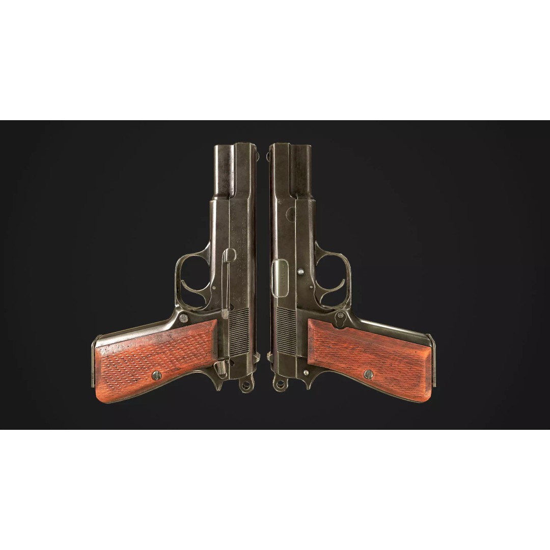Browning High Power P-35 3D Model – Low Poly Game Ready Asset, FBX - View 2