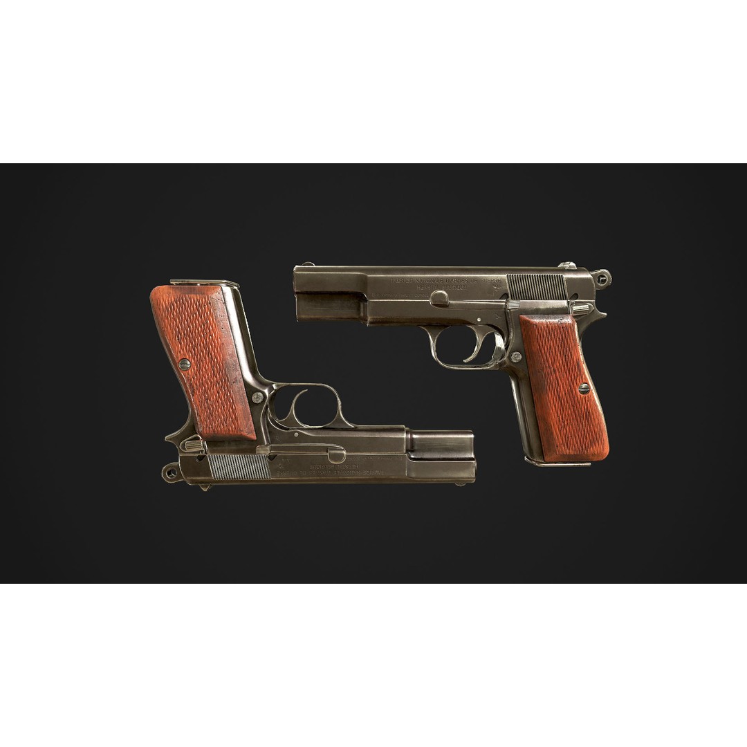 Browning High Power P-35 3D Model – Low Poly Game Ready Asset, FBX - View 5