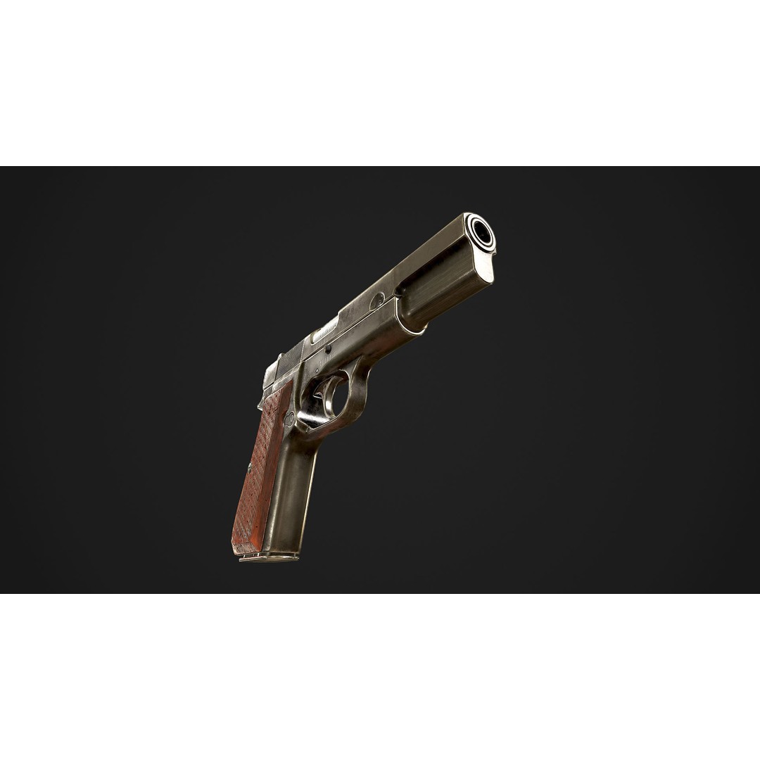 Browning High Power P-35 3D Model – Low Poly Game Ready Asset, FBX - View 9