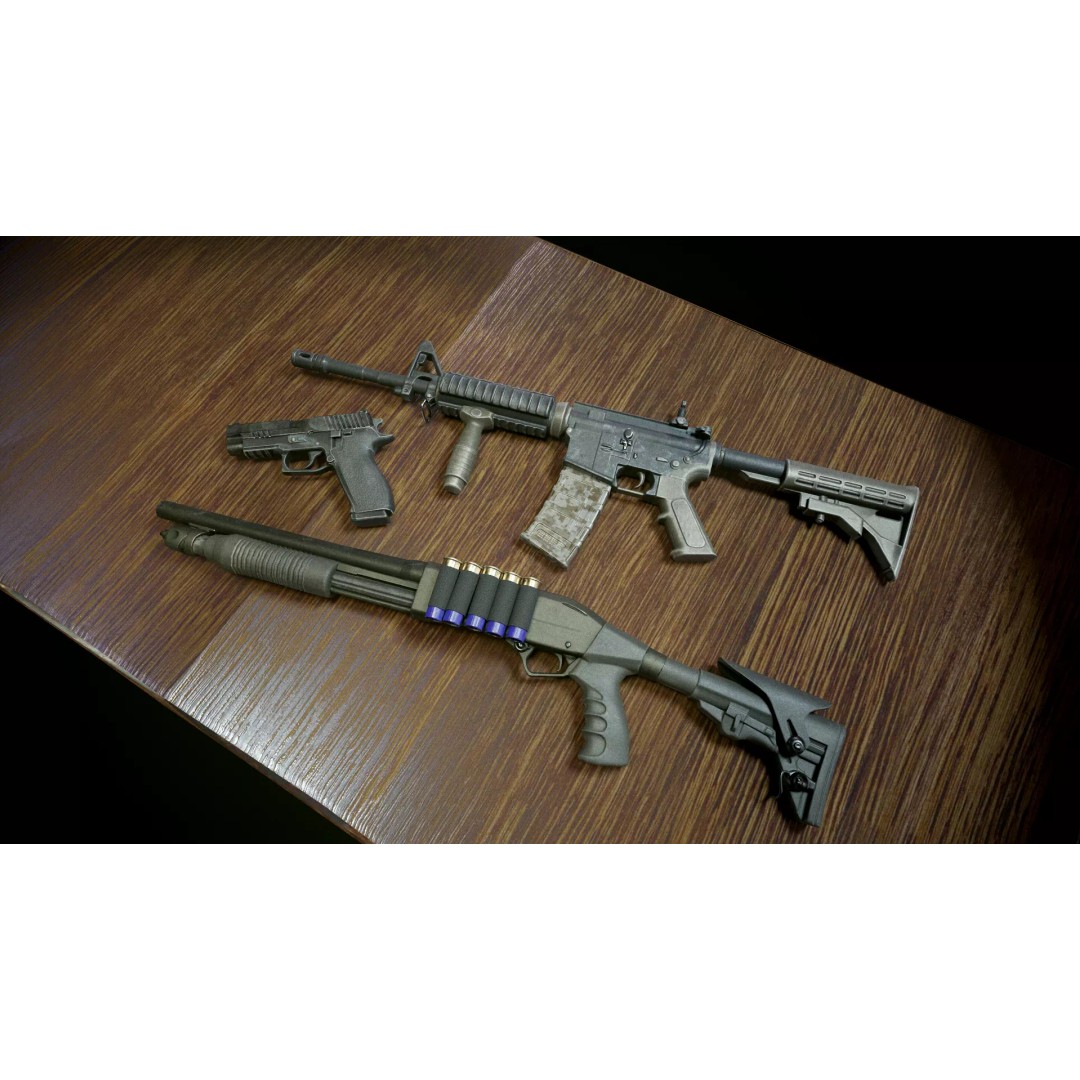 Tactical Weapon Pack 3D Model – Low Poly Game Ready Assets, FBX
