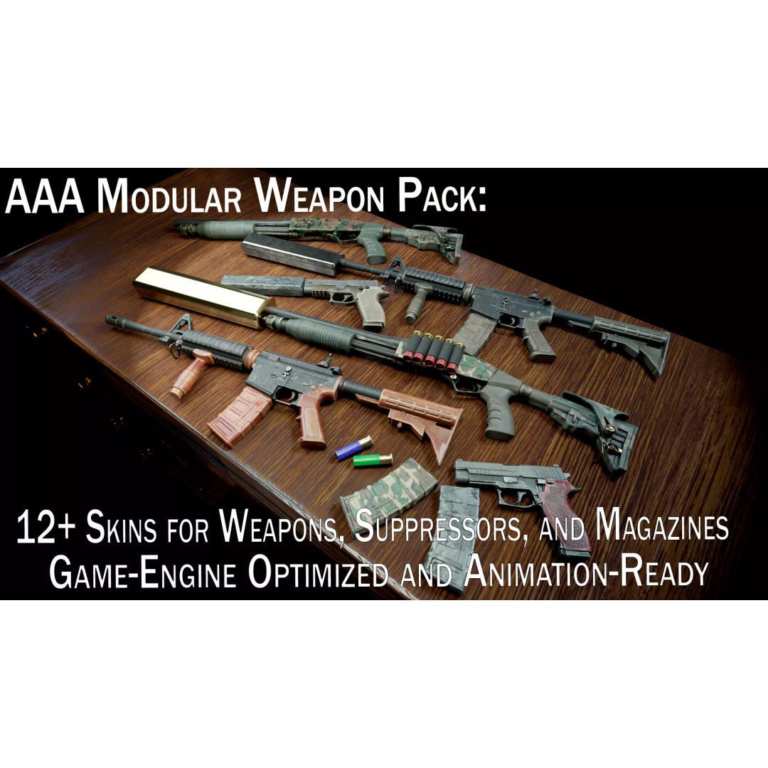 Tactical Weapon Pack 3D Model – Low Poly Game Ready Assets, FBX - View 3