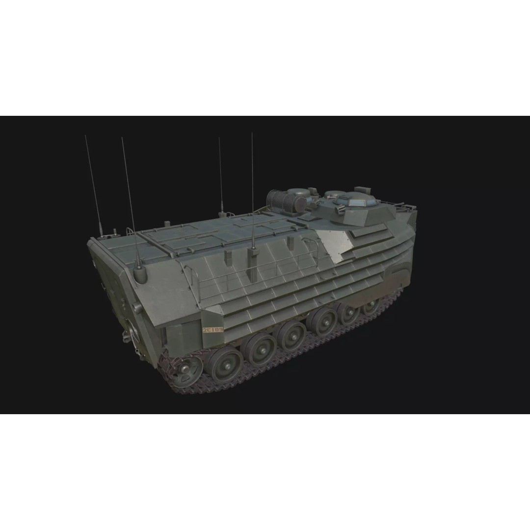 AAVP7A1 Amphibious Tracked Vehicle 3D Model – Low Poly Game Asset, FBX, OBJ - View 11