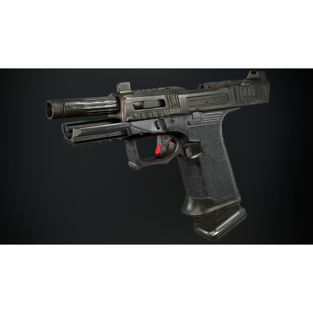 Faxon FX-19 Hellfire 3D Model – Low Poly Game-Ready Gun, FBX, OBJ - View 12
