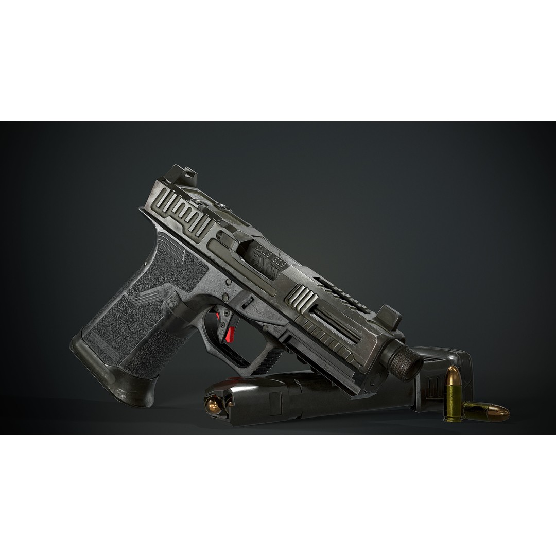 Faxon FX-19 Hellfire 3D Model – Low Poly Game-Ready Gun, FBX, OBJ - View 3