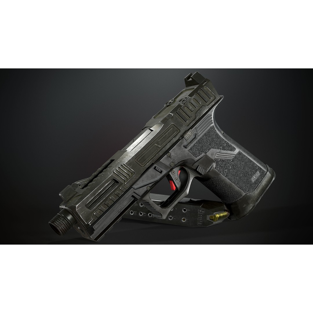 Faxon FX-19 Hellfire 3D Model – Low Poly Game-Ready Gun, FBX, OBJ - View 4