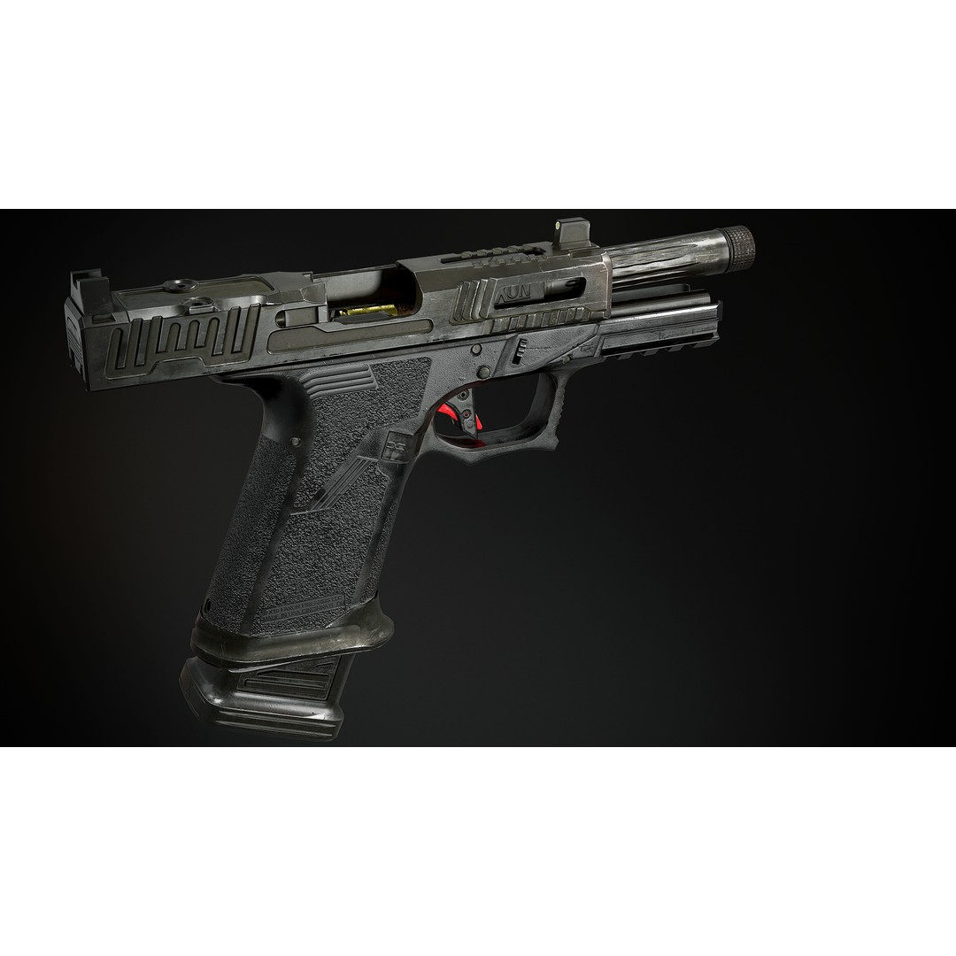 Faxon FX-19 Hellfire 3D Model – Low Poly Game-Ready Gun, FBX, OBJ - View 9
