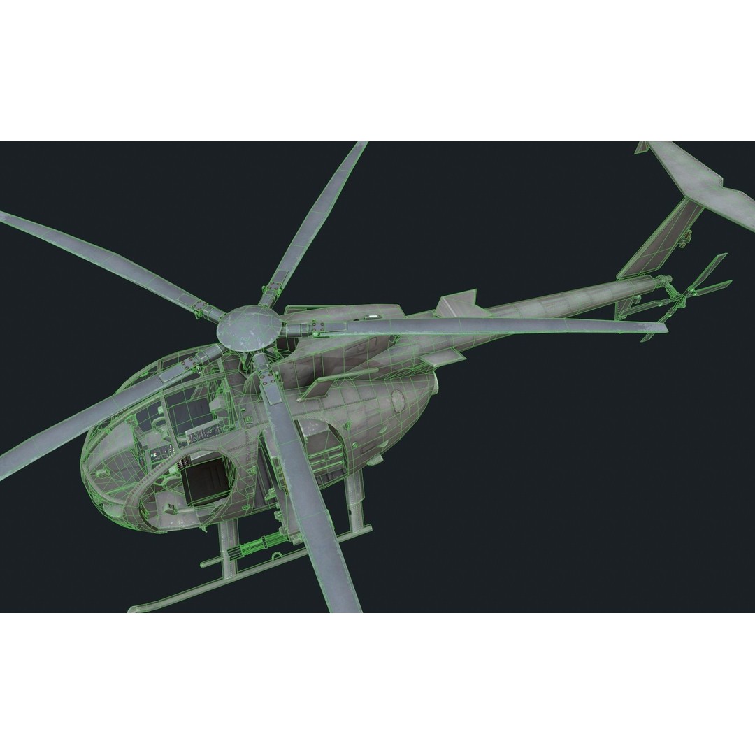 Boeing AH-6 3D Model – Low Poly Helicopter Gunship, FBX, Blender - View 11