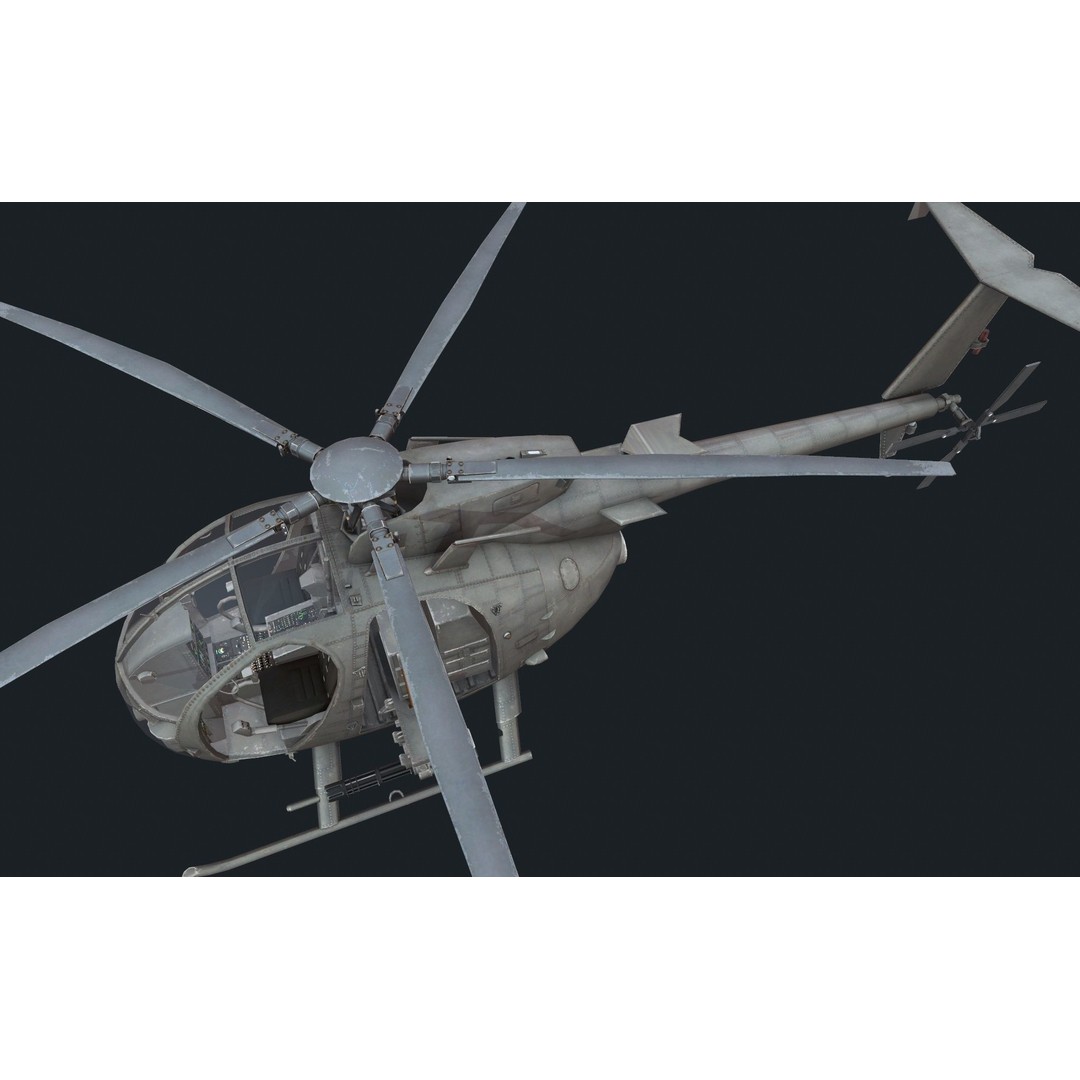 Boeing AH-6 3D Model – Low Poly Helicopter Gunship, FBX, Blender - View 5