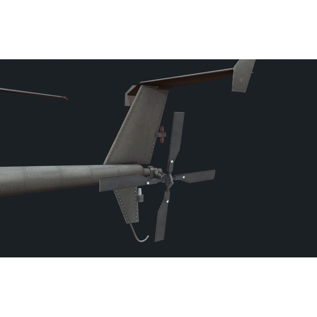Boeing AH-6 3D Model – Low Poly Helicopter Gunship, FBX, Blender - View 7