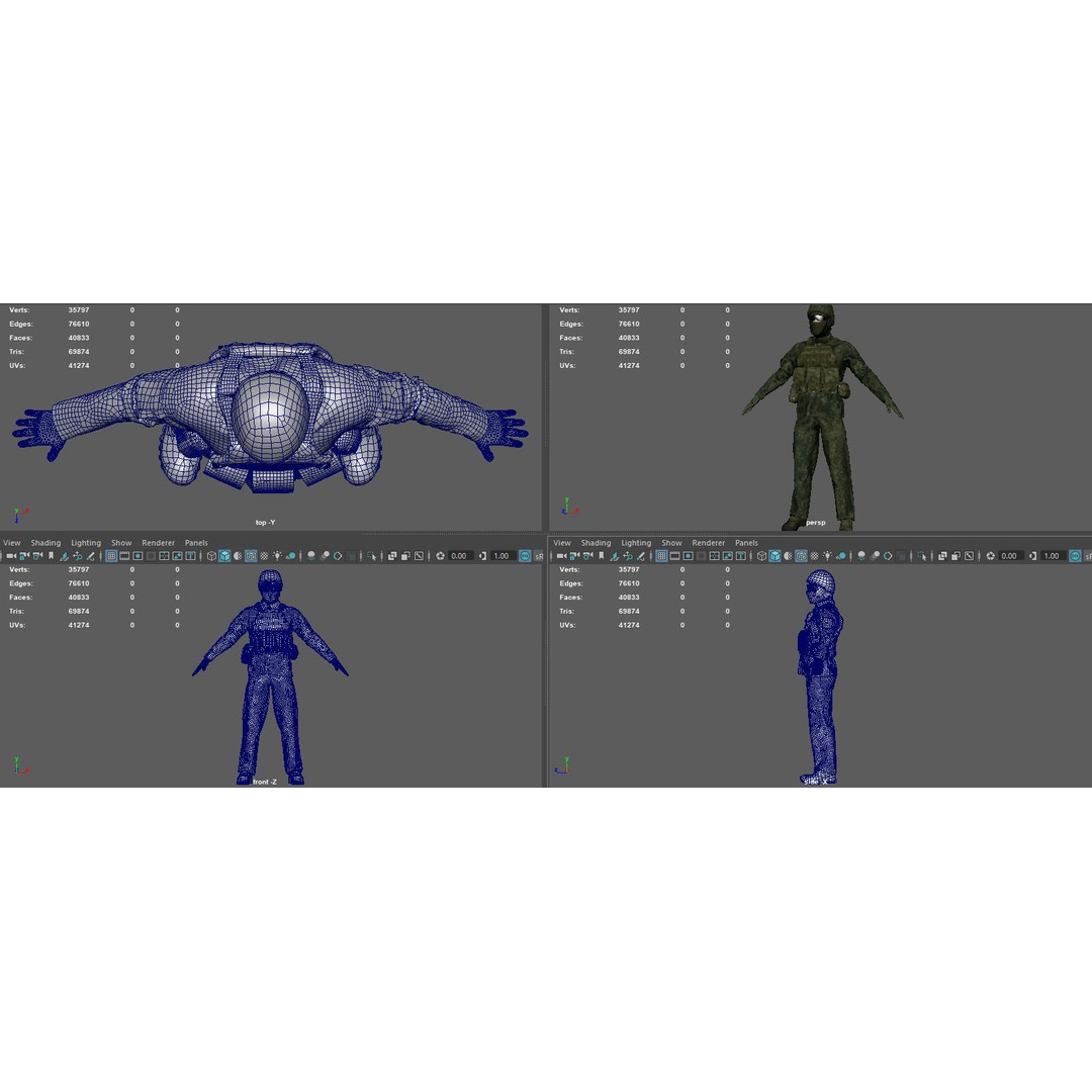 Soldier 3D Model – Camouflage Military Character, FBX, PBR Textures