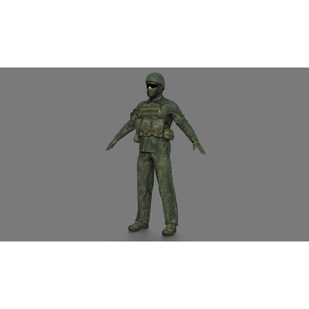 Soldier 3D Model – Camouflage Military Character, FBX, PBR Textures - View 10