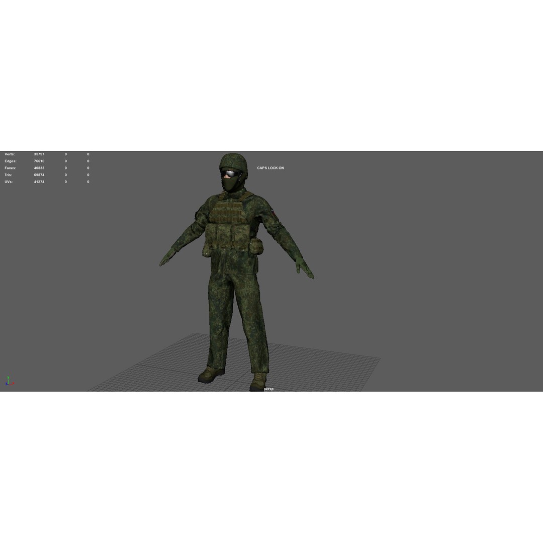 Soldier 3D Model – Camouflage Military Character, FBX, PBR Textures - View 11