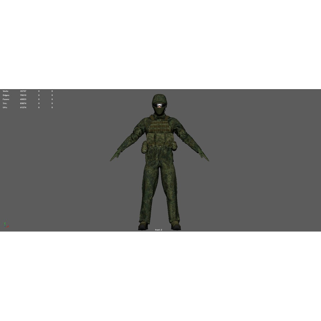 Soldier 3D Model – Camouflage Military Character, FBX, PBR Textures - View 12